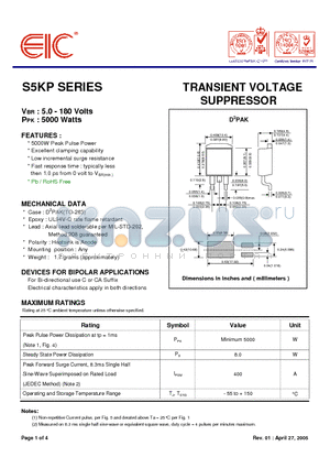 S5KP22 datasheet - TRANSIENT VOLTAGE SUPPRESSOR