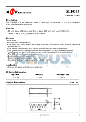 SL1019P datasheet - AM TUNER SYSTEM