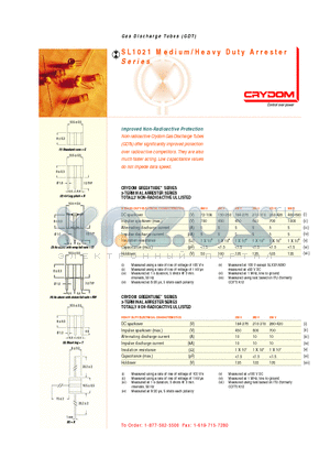 SL1021A200 datasheet - Medium / Heavy Duty Arrester Series