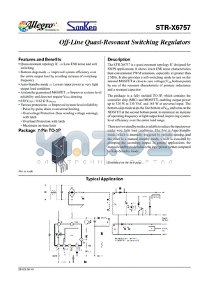 STR-X6757 datasheet - Off-Line Quasi-Resonant Switching Regulators