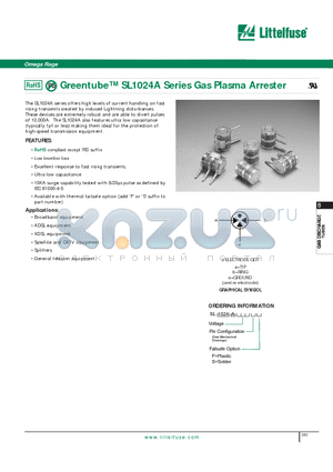 SL1024A400 datasheet - Gas Plasma Arrester