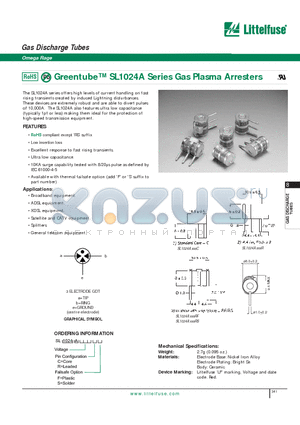 SL1024A500RS datasheet - Gas Plasma Arresters