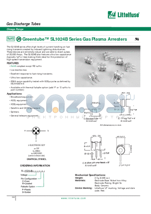 SL1024B datasheet - Gas Discharge Tubes - Omega Range