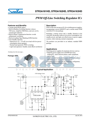 STR3A161HD datasheet - PWM Off-Line Switching Regulator ICs