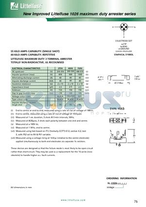 SL1026 datasheet - New Improved Littelfuse 1026 maximum duty arrester series