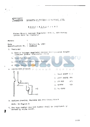 STR54041 datasheet - Hybrid IC Voltage Regulator Module(NPN Triple Diffused, for TV Switch Mode Power Supply)