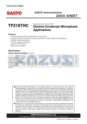 TF218THC datasheet - N-channel Silicon Junction FET Electret Condenser Microphone Applications
