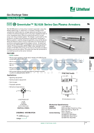 SL1026-400 datasheet - Gas Discharge Tubes - Heavy Duty Delta Range