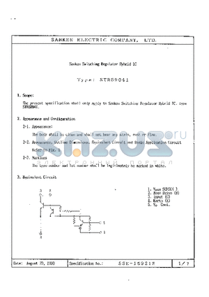 STR59041 datasheet - SANKEN ELECTRIC COMPANY, LTD.