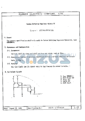 STR50041A datasheet - Sanken Switching Regulator Hybrid IC