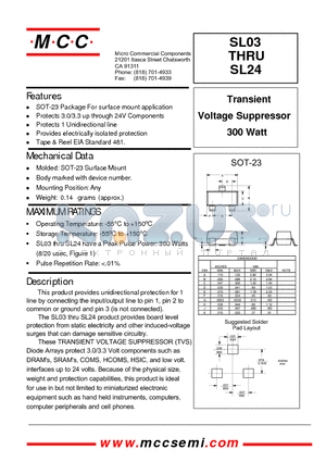 SL12 datasheet - Transient Voltage Suppressor 300 Watt