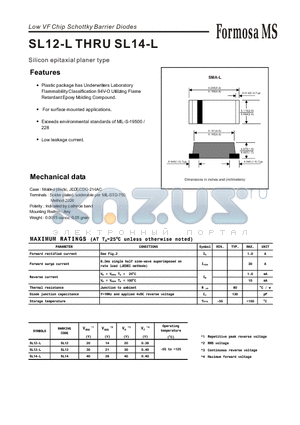SL12-L datasheet - Low VF Chip Schottky Barrier Diodes - Silicon epitaxial planer type
