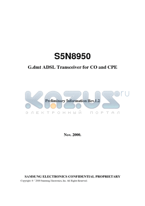 S5N8950 datasheet - G.dmt ADSL Transceiver for CO and CPE