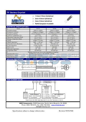 TF308E datasheet - 1.5mm X 5mm Cylindrical