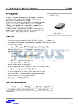S5T8809 datasheet - PLL FREQUENCY SYNTHESIZER FOR PAGER