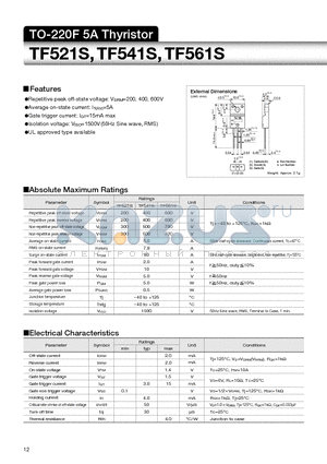 TF541S datasheet - TO-220F 5A Thyristor