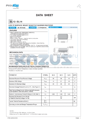 SL13 datasheet - LOW VF SURFACE MOUNT SCHOTTKY BARRIER RECTIFIER