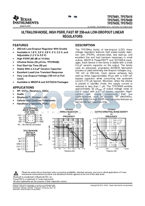 TPS79425 datasheet - ULTRALOW-NOISE, HIGH PSRR, FAST RF 250-mA LOW-DROPOUT LINEAR REGULATORS