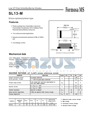 SL13-M datasheet - Low VF Chip Schottky Barrier Diodes - Silicon epitaxial planer type