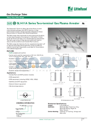 SL1411A250 datasheet - Two-terminal Gas Plasma Arrester