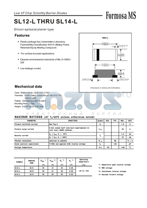 SL14-L datasheet - Low VF Chip Schottky Barrier Diodes - Silicon epitaxial planer type