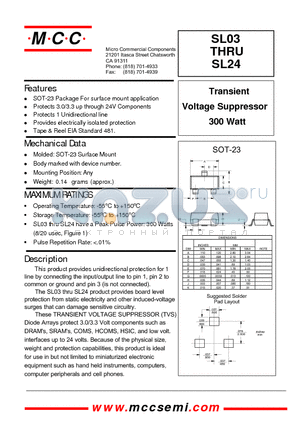 SL15 datasheet - Transient Voltage Suppressor 300 Watt