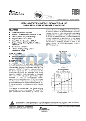 TPS79730 datasheet - ULTRALOW-POWER SC70/SOT-323 PACKAGED 10 mA LDO LINEAR REGULATORS WITH POWER GOOD OUTPUT