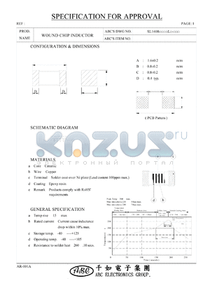 SL16081N0ML datasheet - WOUND CHIP INDUCTOR