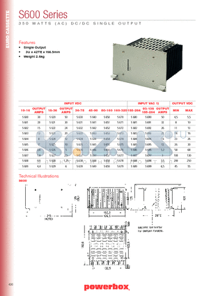 S630 datasheet - 350 WATTS DC/DC SINGLE OUTPUT