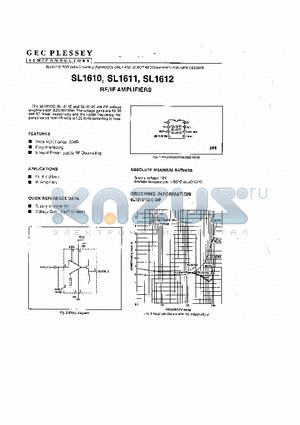 SL1610 datasheet - RF/IF AMPLIFIERS