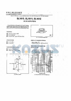 SL1611 datasheet - RF/IF AMPLIFIERS