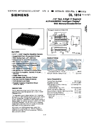 SL1814 datasheet - 112 RED, 8-DIGIT 17-SEGMENT ALPHANUMERIC INTELLIGENT DISPLAY WITH MEMORY/DECODER/DRIVER