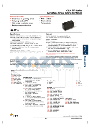 TFCFF5SA1040C datasheet - Miniature Snap-acting Switches