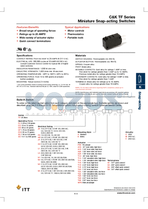 TFCFF5ST105BW datasheet - Miniature Snap-acting Switches