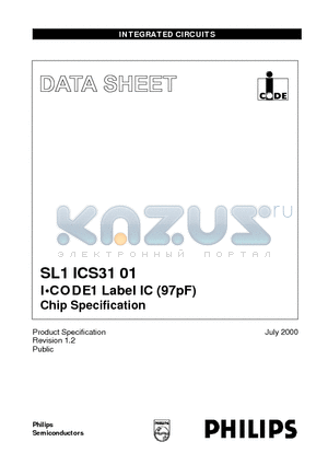 SL1ICS3101W/N5D datasheet - I.CODE1 Label IC 97pF Chip Specification