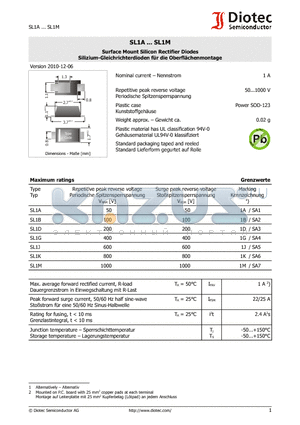 SL1K datasheet - Surface Mount Silicon Rectifier Diodes