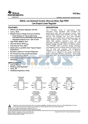 TPS79913DDCRG4 datasheet - 200mA, Low Quiescent Current, Ultra-Low Noise, High PSRR Low Dropout Linear Regulator
