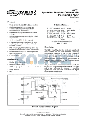 SL2101CLH2Q datasheet - Synthesized Broadband Converter with Programmable Power