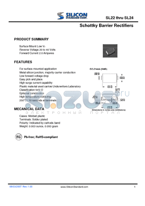 SL22 datasheet - Schottky Barrier Rectifiers