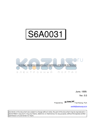 S6A0031 datasheet - 8 COM / 80 SEG DRIVER & CONTROLLER FOR STN LCD