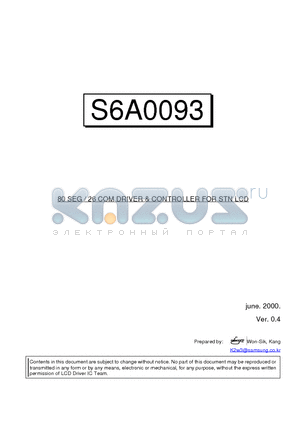 S6A0093 datasheet - 80 SEG / 26 COM DRIVER & CONTROLLER FOR STN LCD