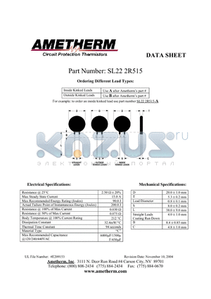 SL222R515 datasheet - SL222R515