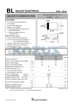 SL23 datasheet - SMD SCHOTTKY BARRIER RECTIFIERS