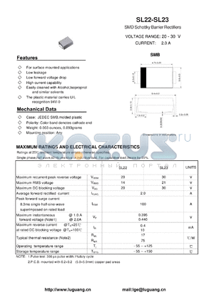 SL23 datasheet - SMD Schottky Barrier Rectifiers
