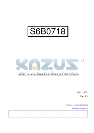 S6B0718 datasheet - 104 SEG / 81 COM DRIVER & CONTROLLER FOR STN LCD