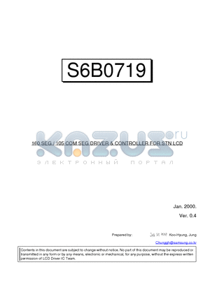 S6B0719 datasheet - 160 SEG / 105 COM SEG DRIVER & CONTROLLER FOR STN LCD