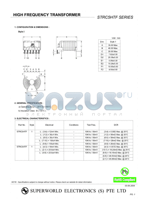 STRC5HTF datasheet - HIGH FREQUENCY TRANSFORMER