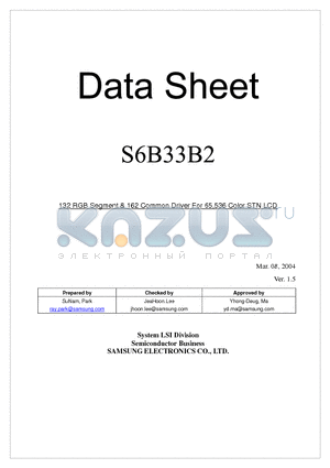 S6B33B2A02-B0CY datasheet - 132 RGB Segment & 162 Common Driver For 65,536 Color STN LCD