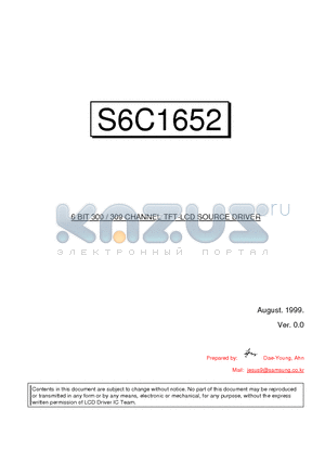 S6C1652 datasheet - 6 BIT 300 / 309 CHANNEL TFT-LCD SOURCE DRIVER