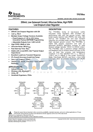 TPS79927DRVR datasheet - 200mA, Low Quiescent Current, Ultra-Low Noise, High PSRR Low Dropout Linear Regulator